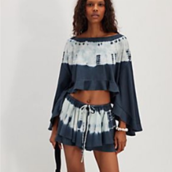 Navy and White Tie-Dye Two-Piece Set - Picture 1 of 1
